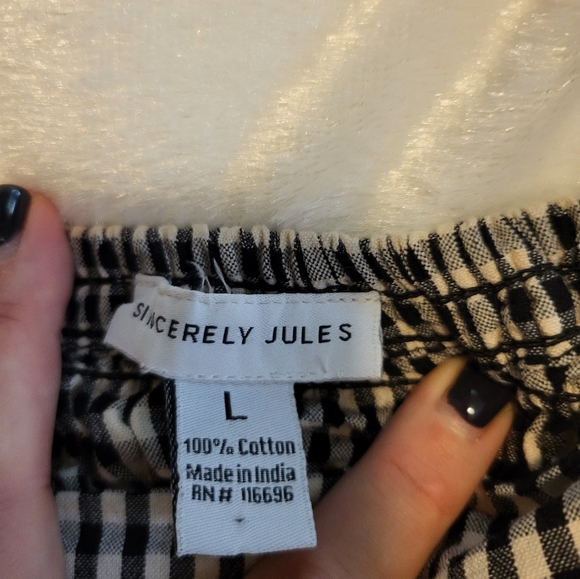Sincerely Jules - Black and White Plaid Square Neckline Dress, Size L - Picture 6 of 6